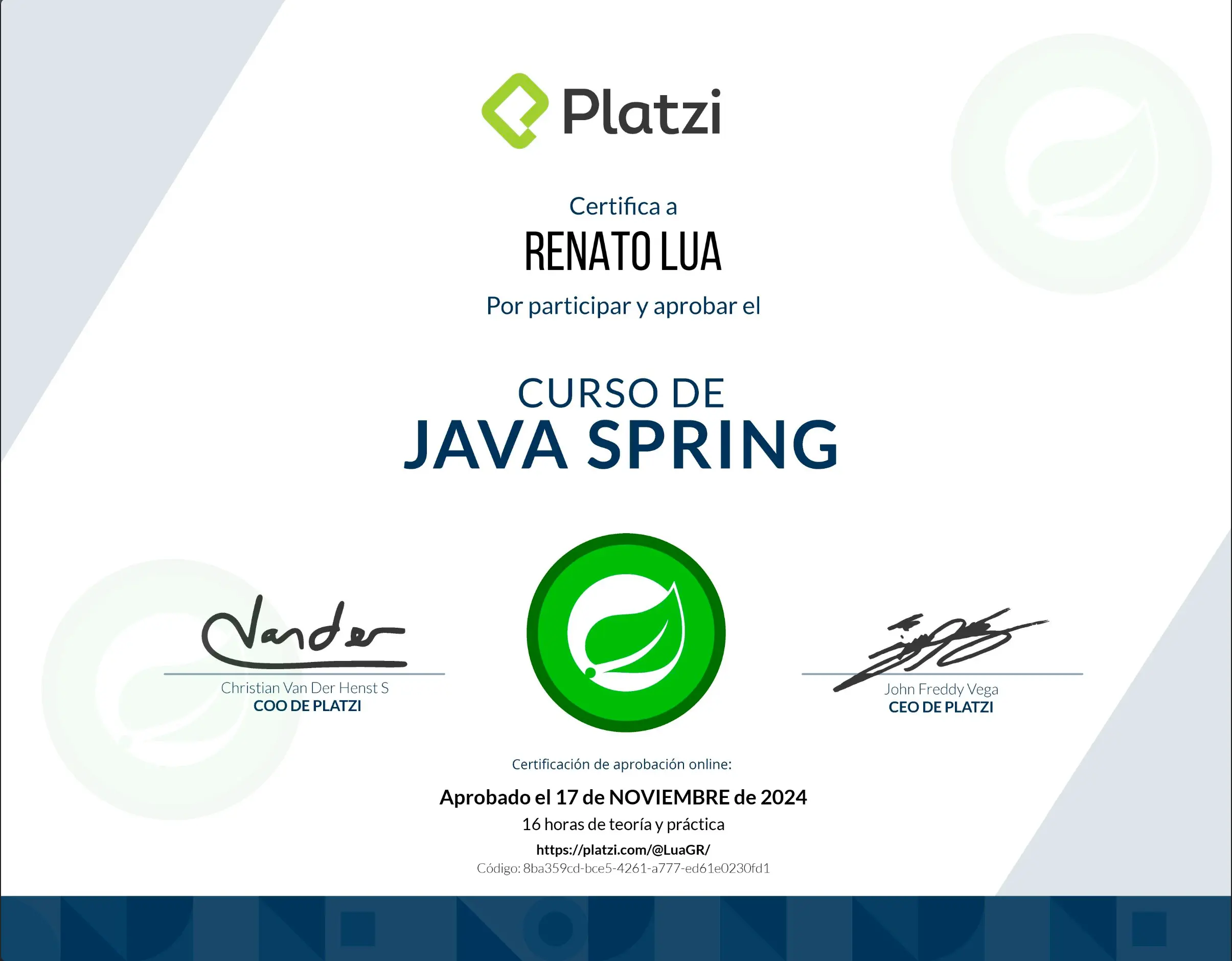 certificado de spring