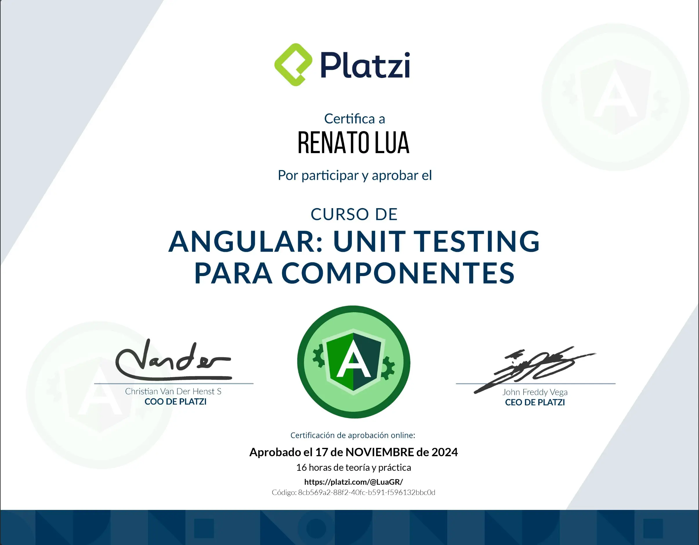 certificado de testing