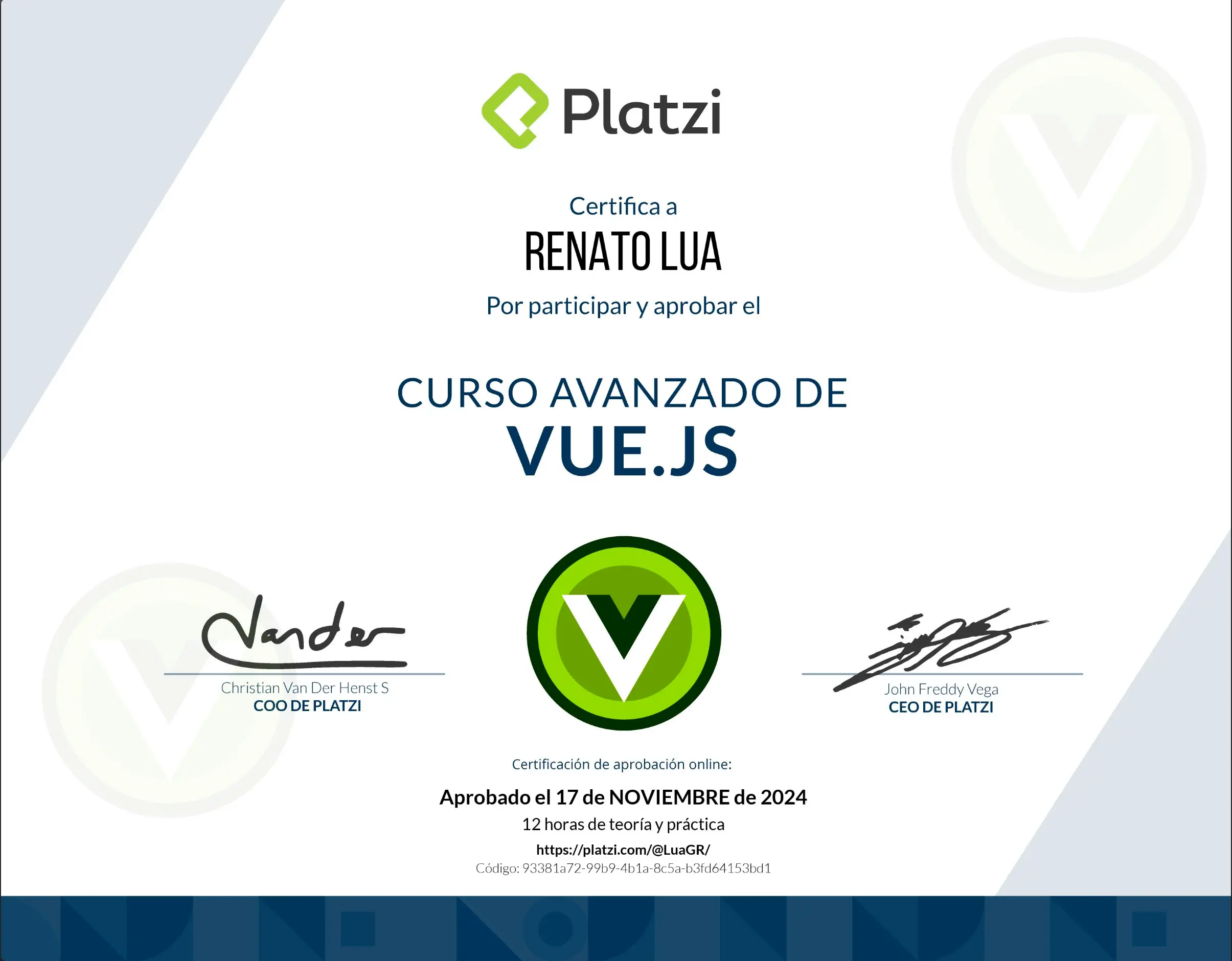 certificado de vue